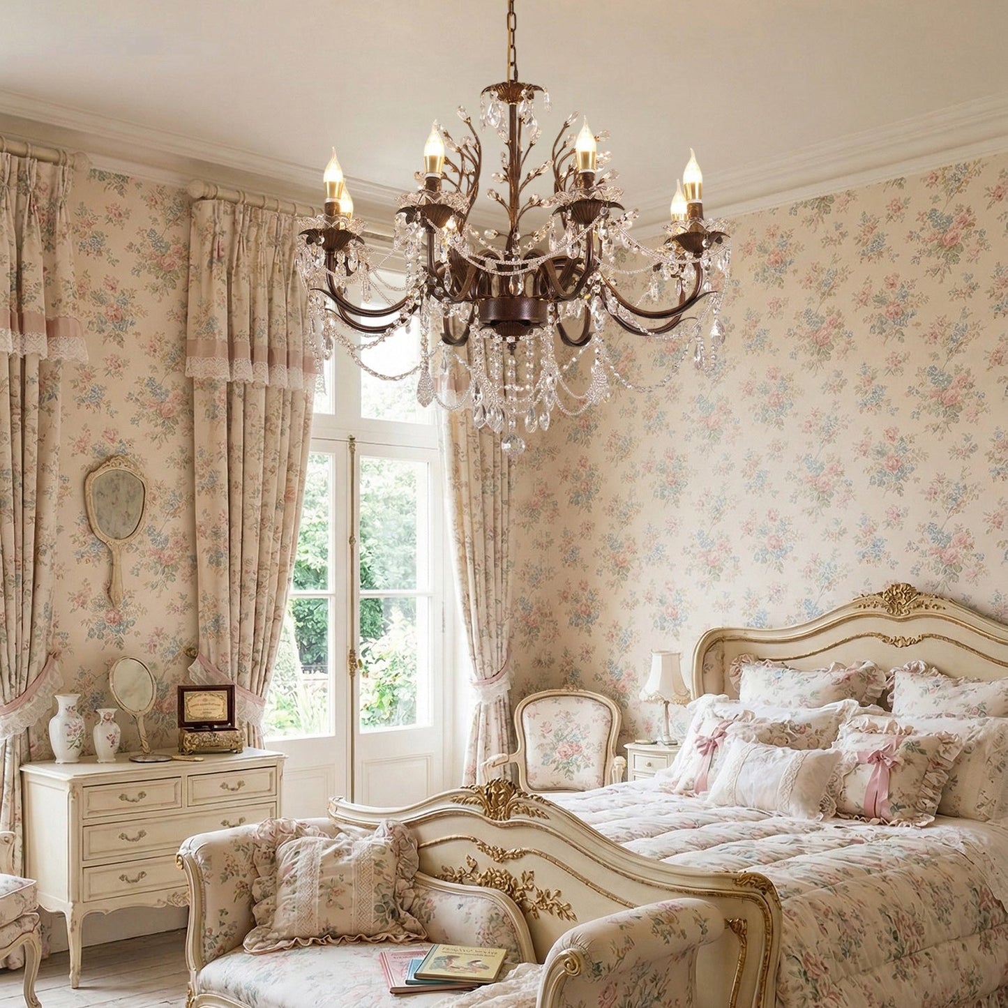 Ariae Crystal Chandelier | Luxury French Country Branch & Leaf Pendant