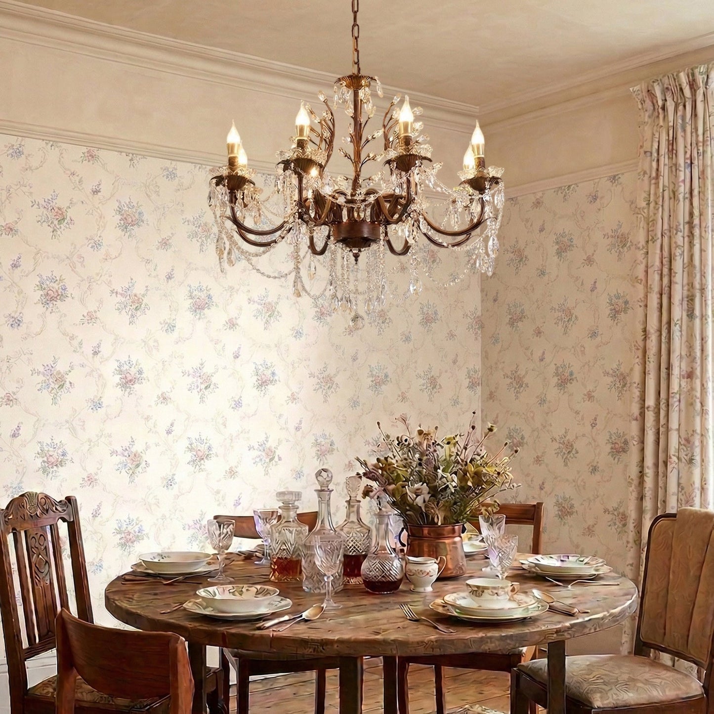 Ariae Crystal Chandelier | Luxury French Country Branch & Leaf Pendant