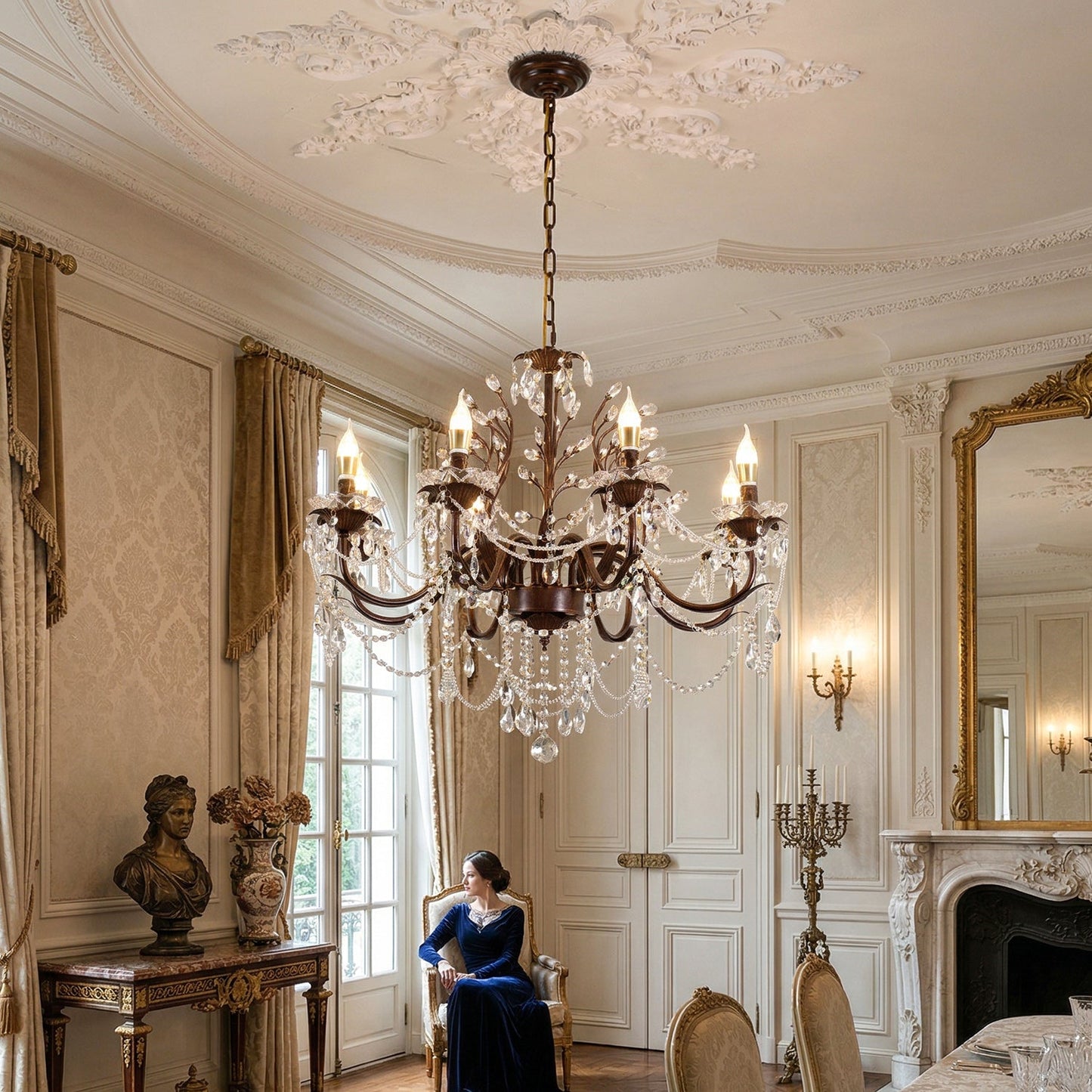 Ariae Crystal Chandelier | Luxury French Country Branch & Leaf Pendant