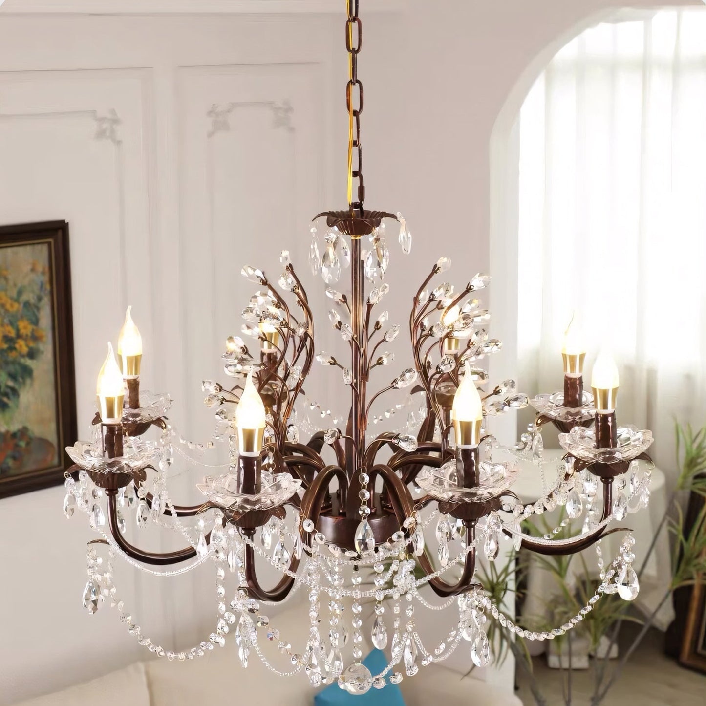 Ariae Crystal Chandelier | Luxury French Country Branch & Leaf Pendant