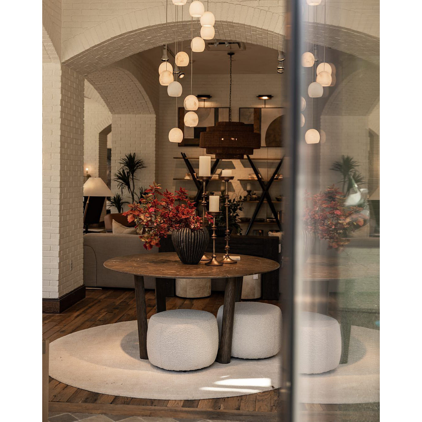 Arica Natural Alabaster LED Chandelier - Modern Minimalist Brass Pendant