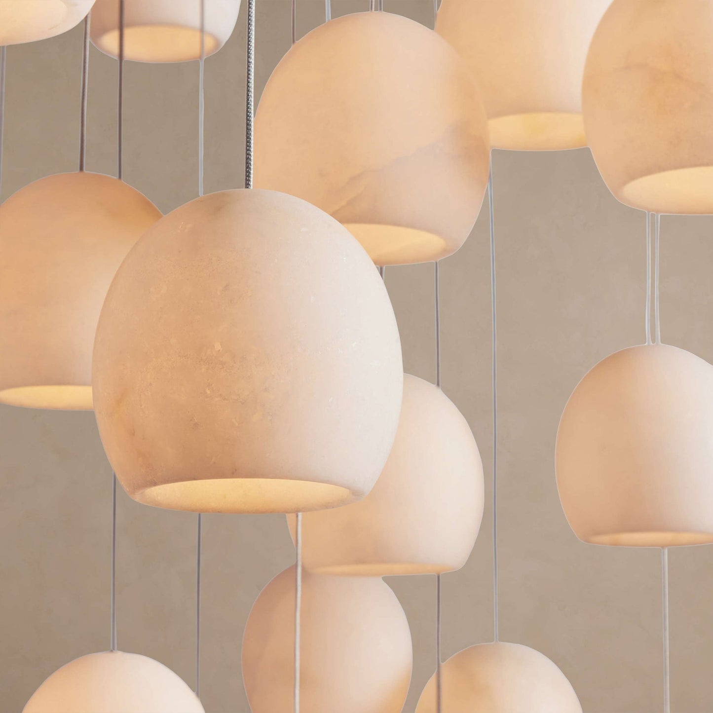 Arica Natural Alabaster LED Chandelier - Modern Minimalist Brass Pendant