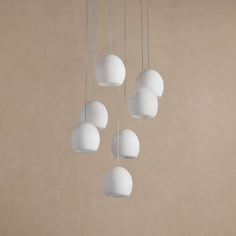 Arica Natural Alabaster LED Chandelier - Modern Minimalist Brass Pendant