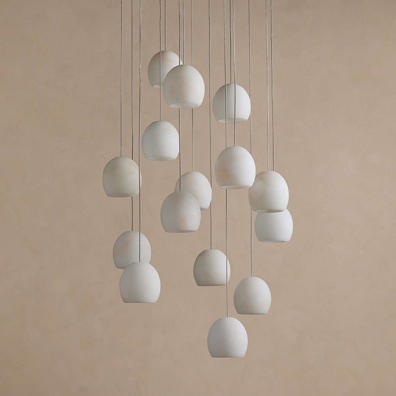 Arica Natural Alabaster LED Chandelier - Modern Minimalist Brass Pendant