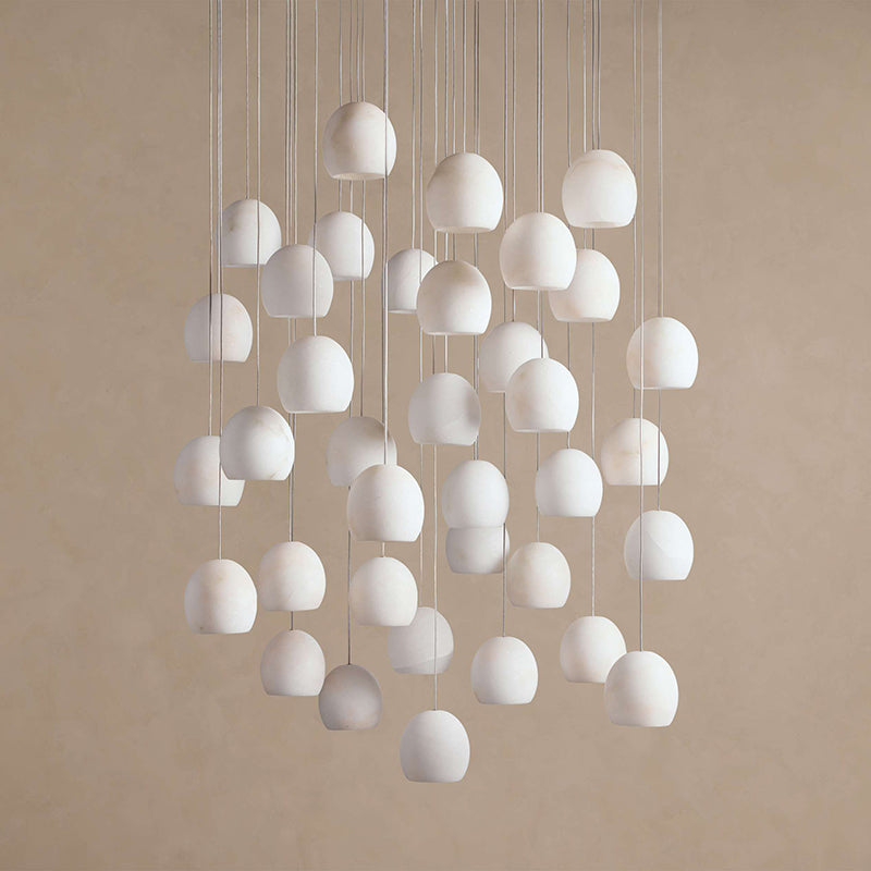 Arica Natural Alabaster LED Chandelier - Modern Minimalist Brass Pendant