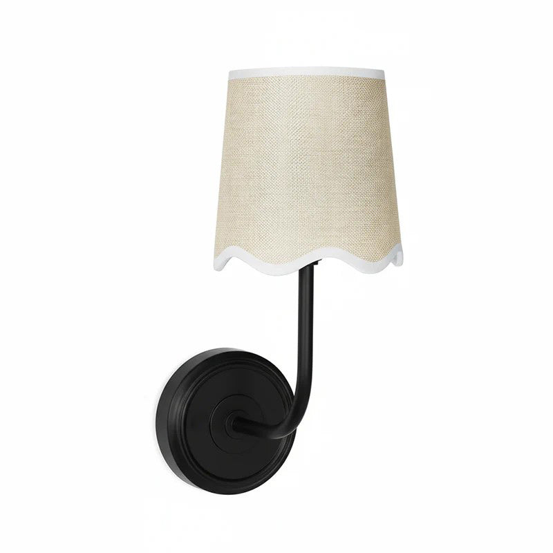 Ariel Wall Lamp | Luxury Woven Shade & Scalloped Linen Brass Sconce