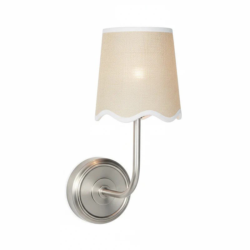 Ariel Wall Lamp | Luxury Woven Shade & Scalloped Linen Brass Sconce