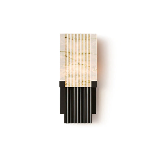 Ariel Alabaster Wall Lamp | Luxury 19-Inch Slim Natural Stone & Steel Sconce