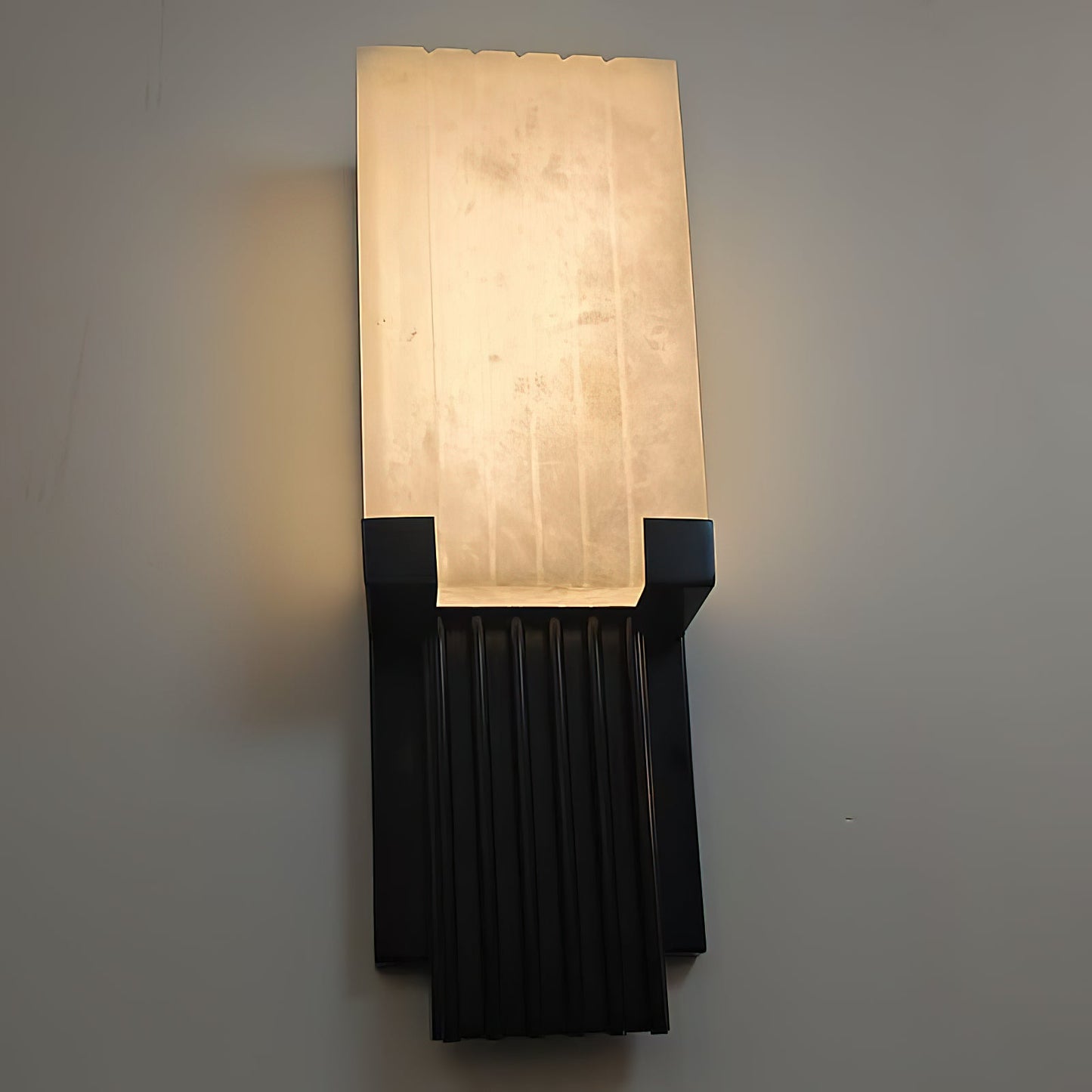 Ariel Alabaster Wall Lamp | Luxury 19-Inch Slim Natural Stone & Steel Sconce