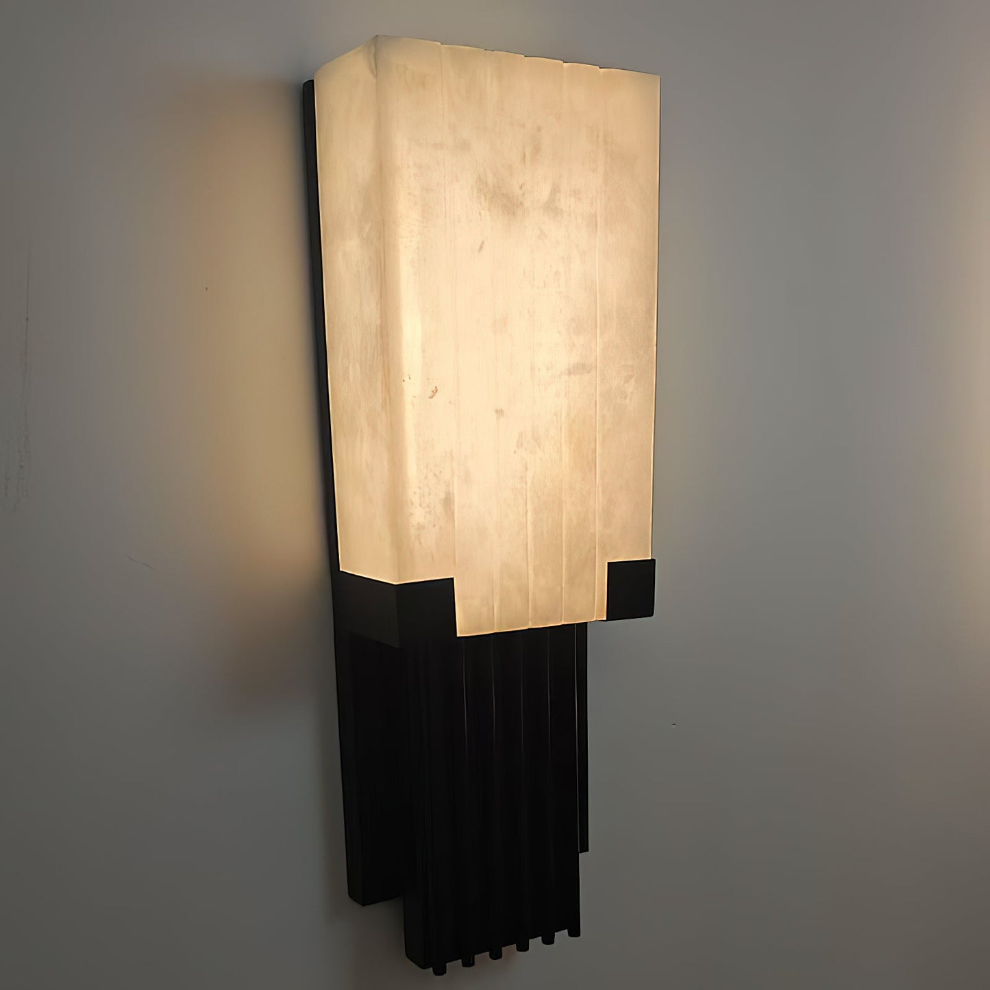 Ariel Alabaster Wall Lamp | Luxury 19-Inch Slim Natural Stone & Steel Sconce