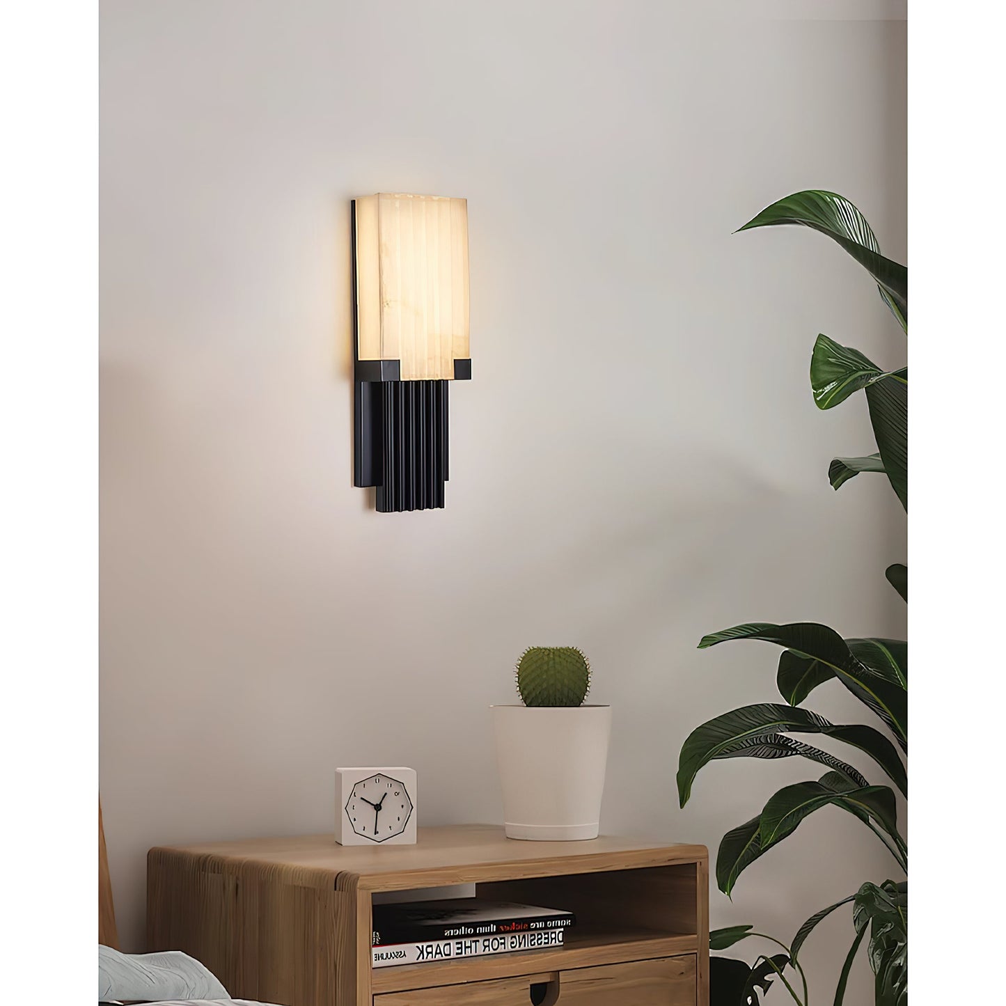 Ariel Alabaster Wall Lamp | Luxury 19-Inch Slim Natural Stone & Steel Sconce