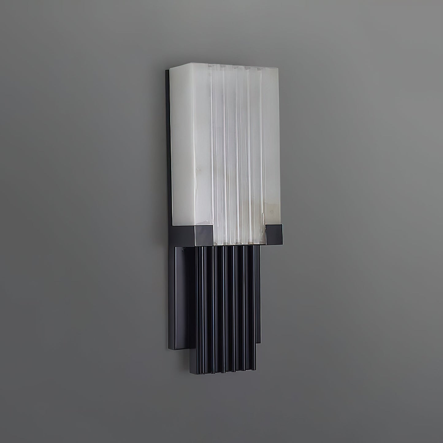 Ariel Alabaster Wall Lamp | Luxury 19-Inch Slim Natural Stone & Steel Sconce