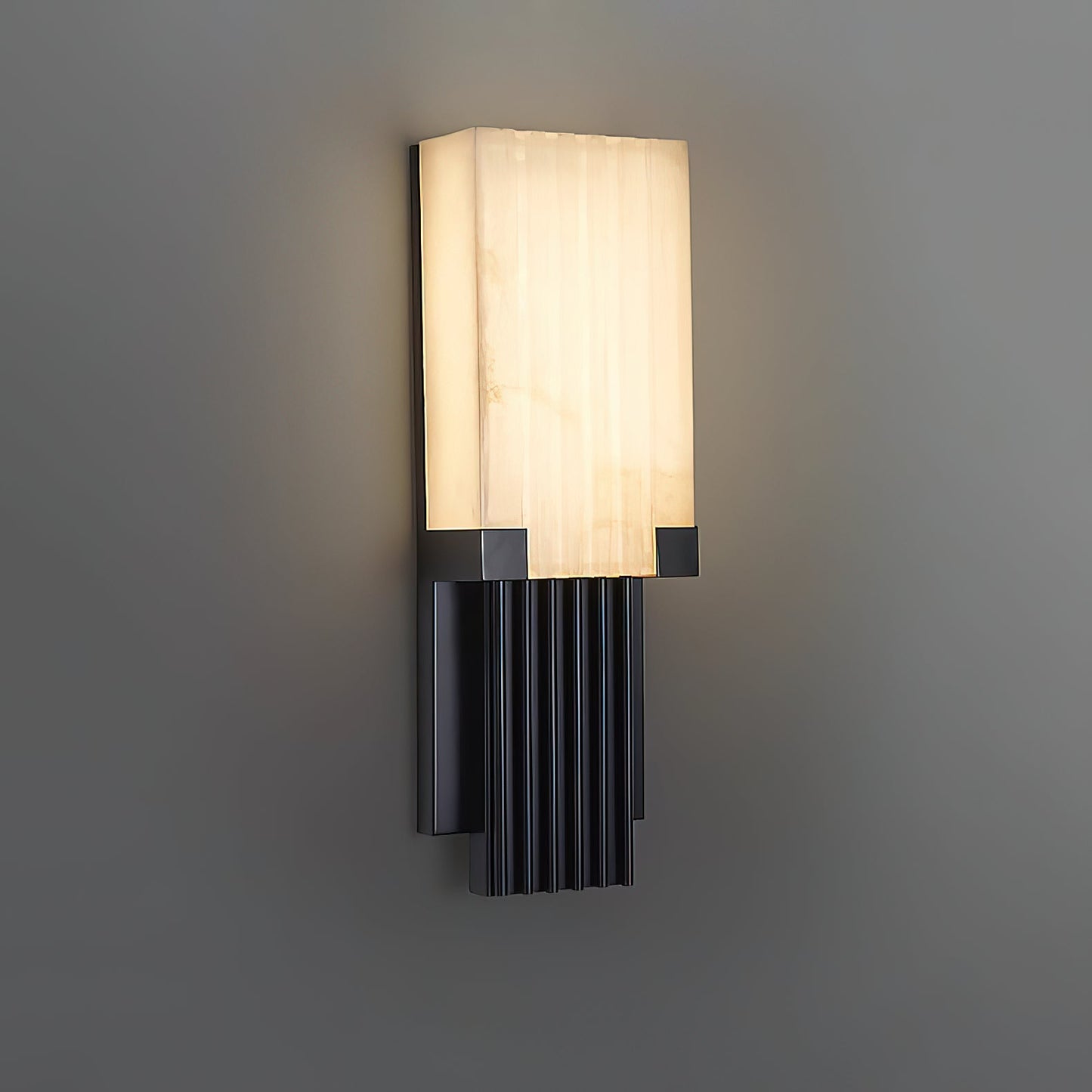Ariel Alabaster Wall Lamp | Luxury 19-Inch Slim Natural Stone & Steel Sconce