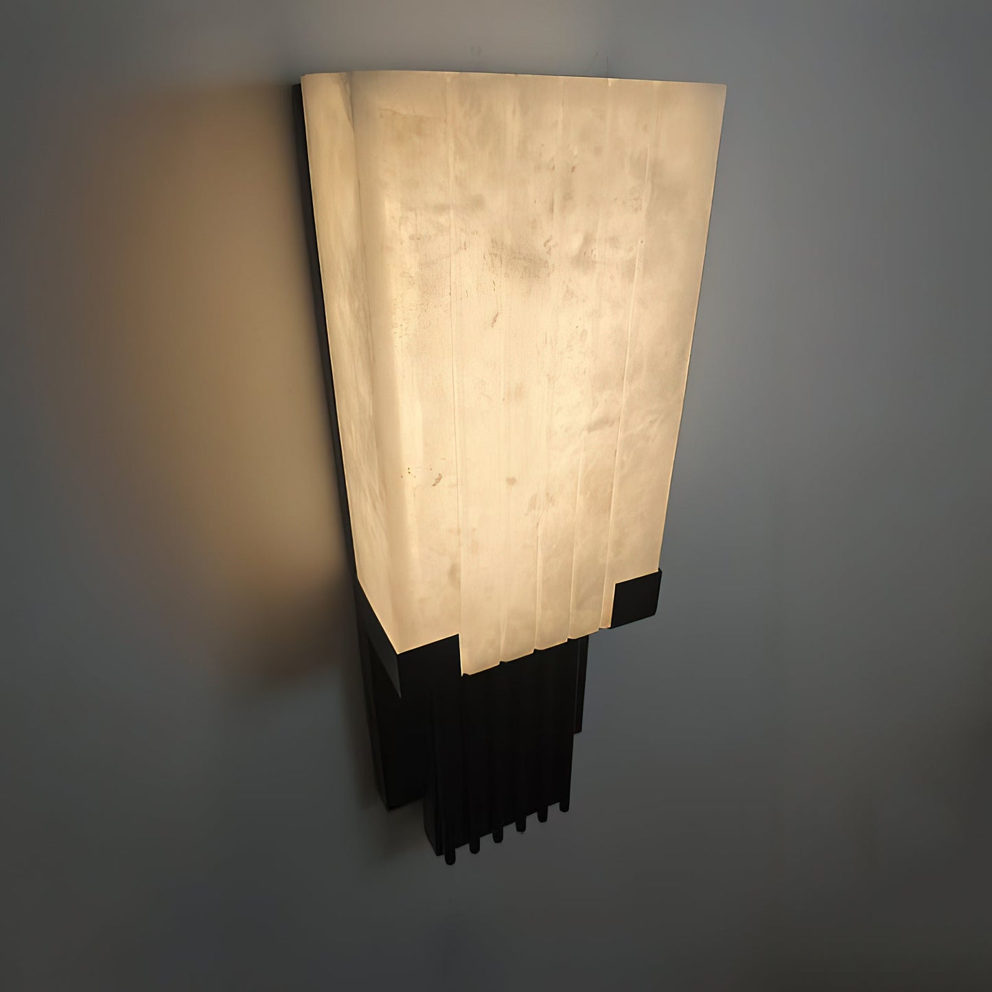 Ariel Alabaster Wall Lamp | Luxury 19-Inch Slim Natural Stone & Steel Sconce