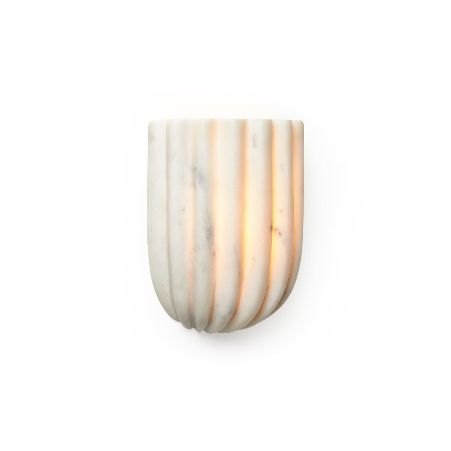 Ariel Fluted Wall Lamp | Luxury Hand-Carved White Marble Ripple Sconce