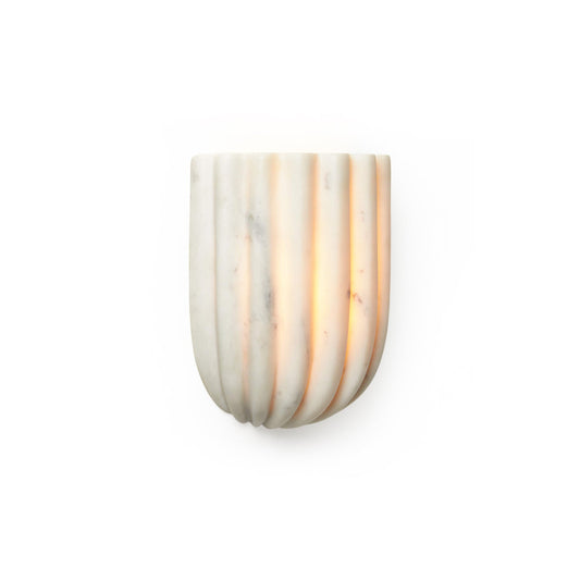 Ariel Fluted Wall Lamp | Luxury Hand-Carved White Marble Ripple Sconce