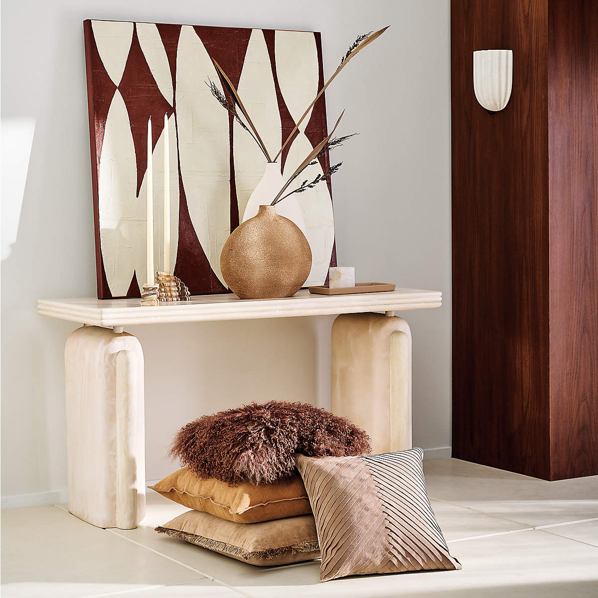 Ariel Fluted Wall Lamp | Luxury Hand-Carved White Marble Ripple Sconce