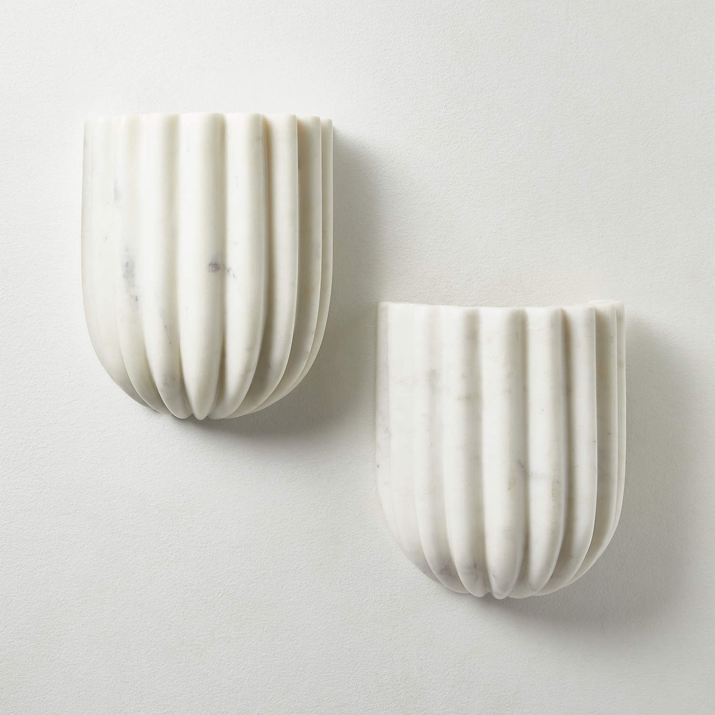 Ariel Fluted Wall Lamp | Luxury Hand-Carved White Marble Ripple Sconce