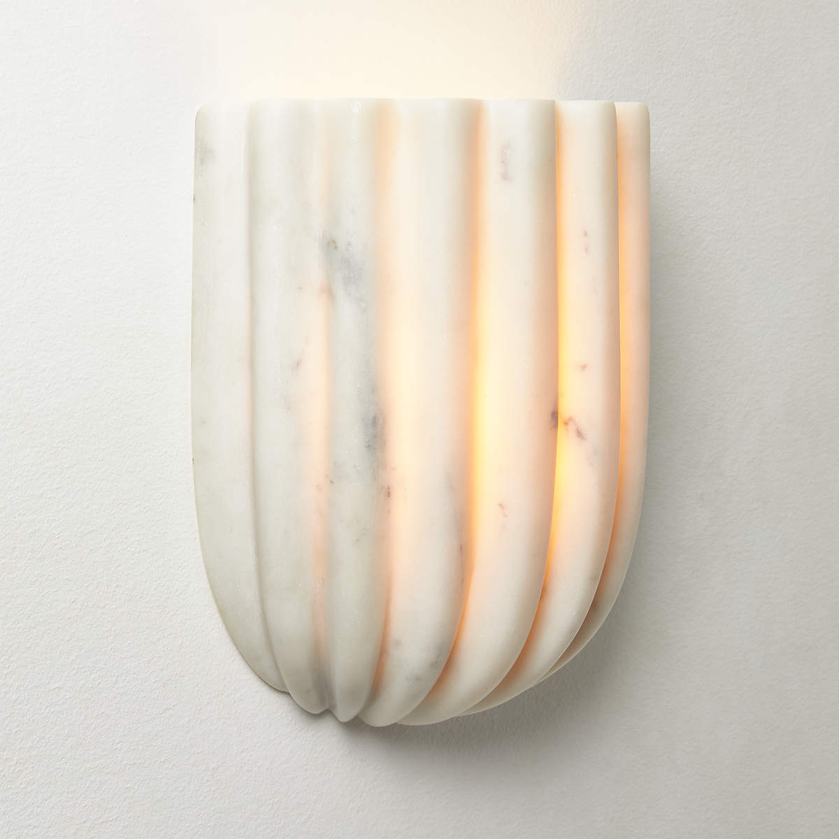 Ariel Fluted Wall Lamp | Luxury Hand-Carved White Marble Ripple Sconce