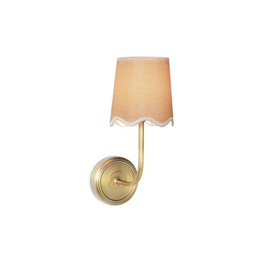 Ariel Wall Lamp | Luxury Woven Shade & Scalloped Linen Brass Sconce