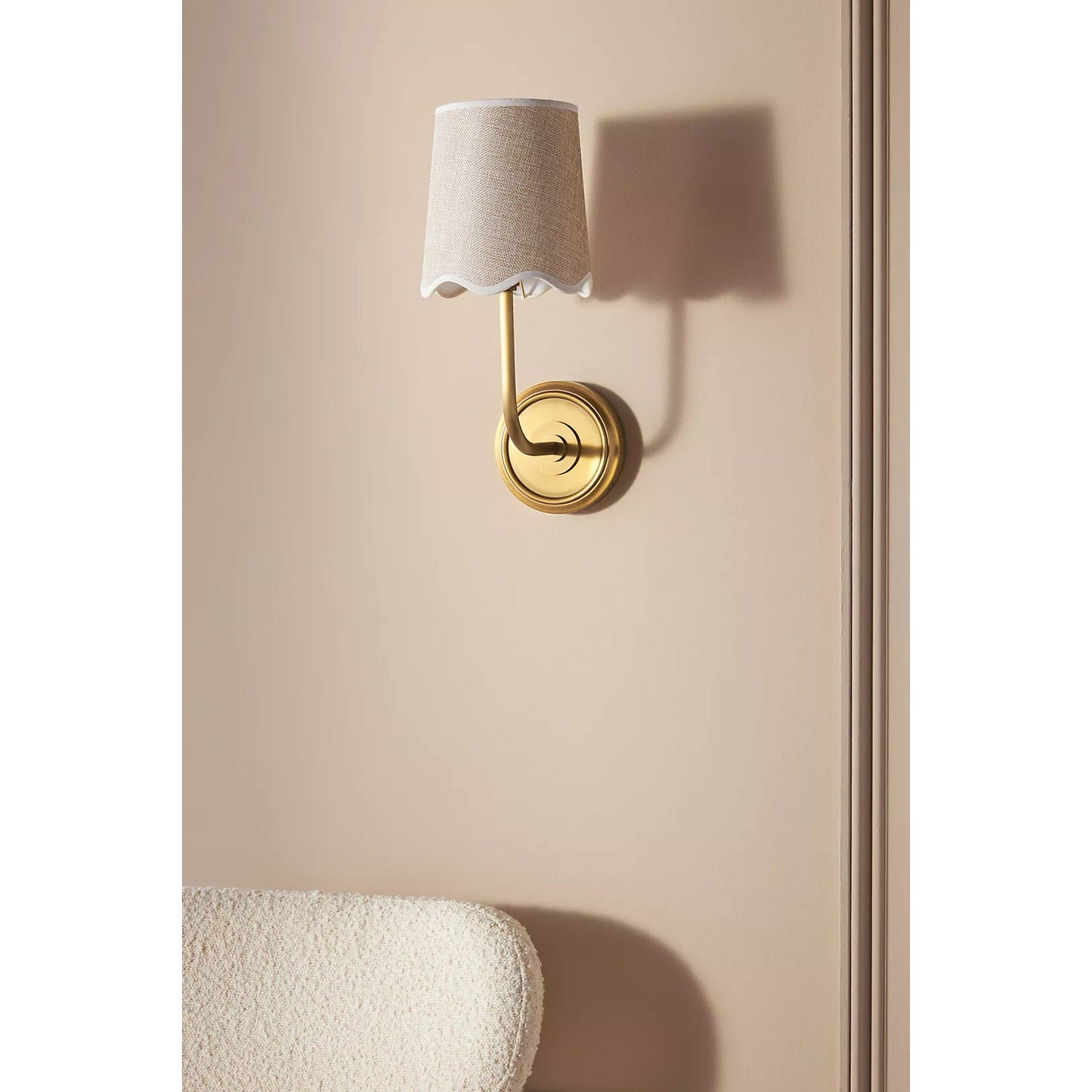 Ariel Wall Lamp | Luxury Woven Shade & Scalloped Linen Brass Sconce
