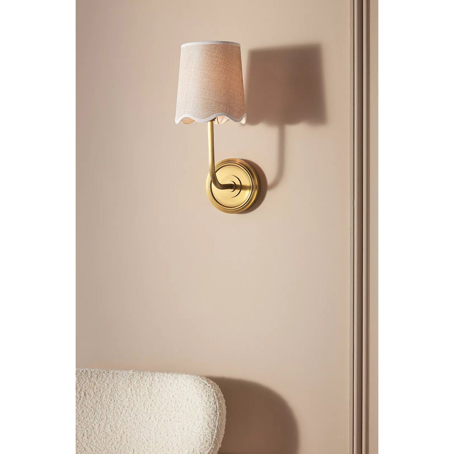 Ariel Wall Lamp | Luxury Woven Shade & Scalloped Linen Brass Sconce