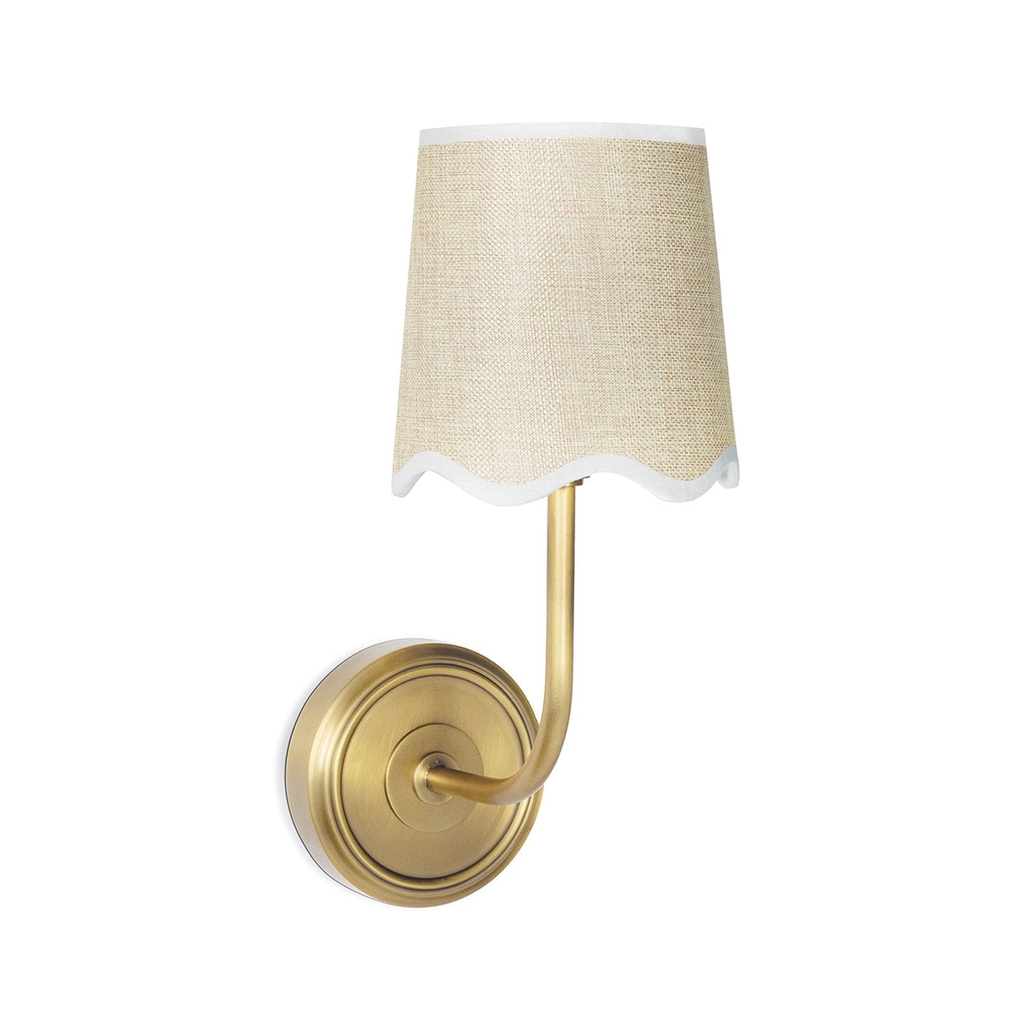 Ariel Wall Lamp | Luxury Woven Shade & Scalloped Linen Brass Sconce