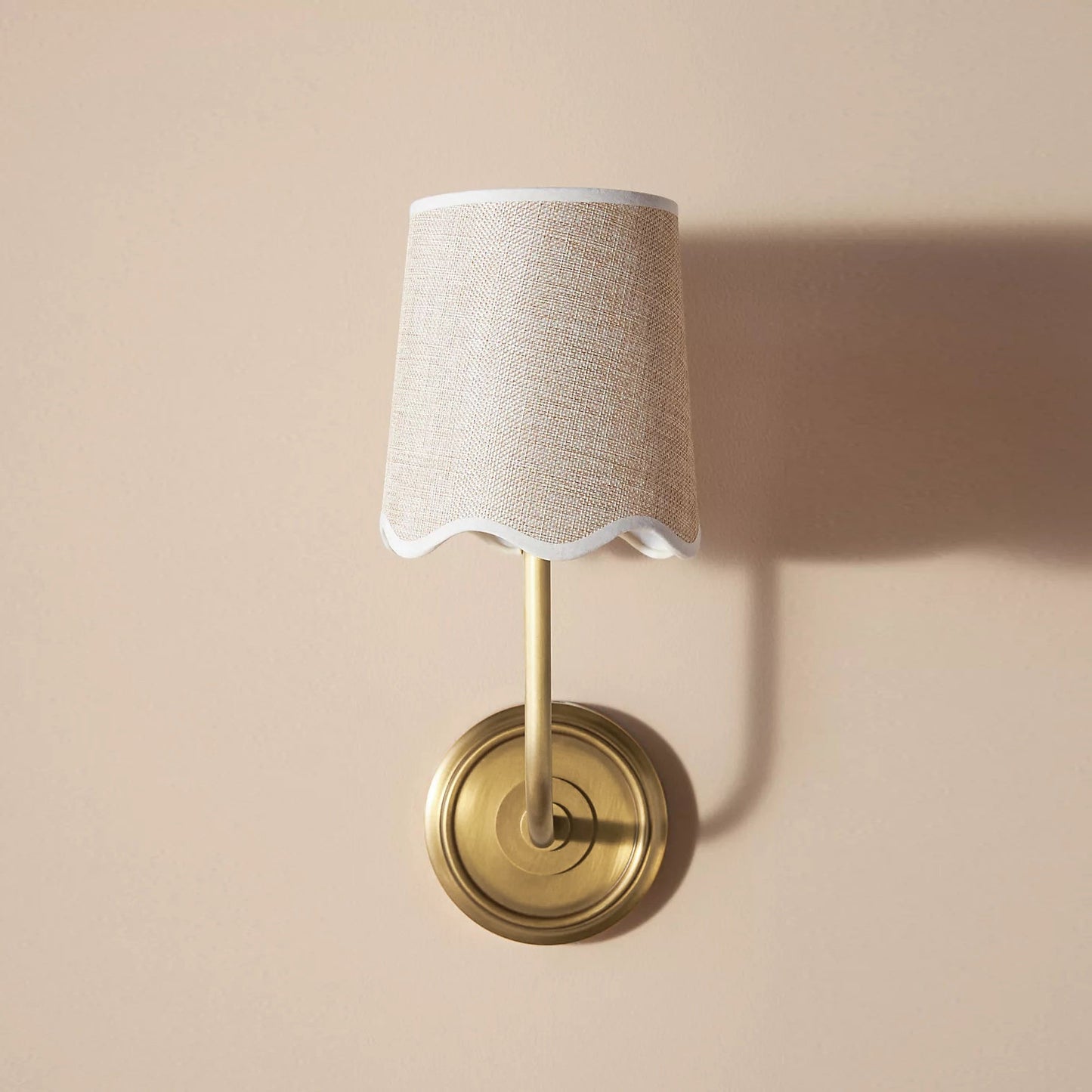 Ariel Wall Lamp | Luxury Woven Shade & Scalloped Linen Brass Sconce