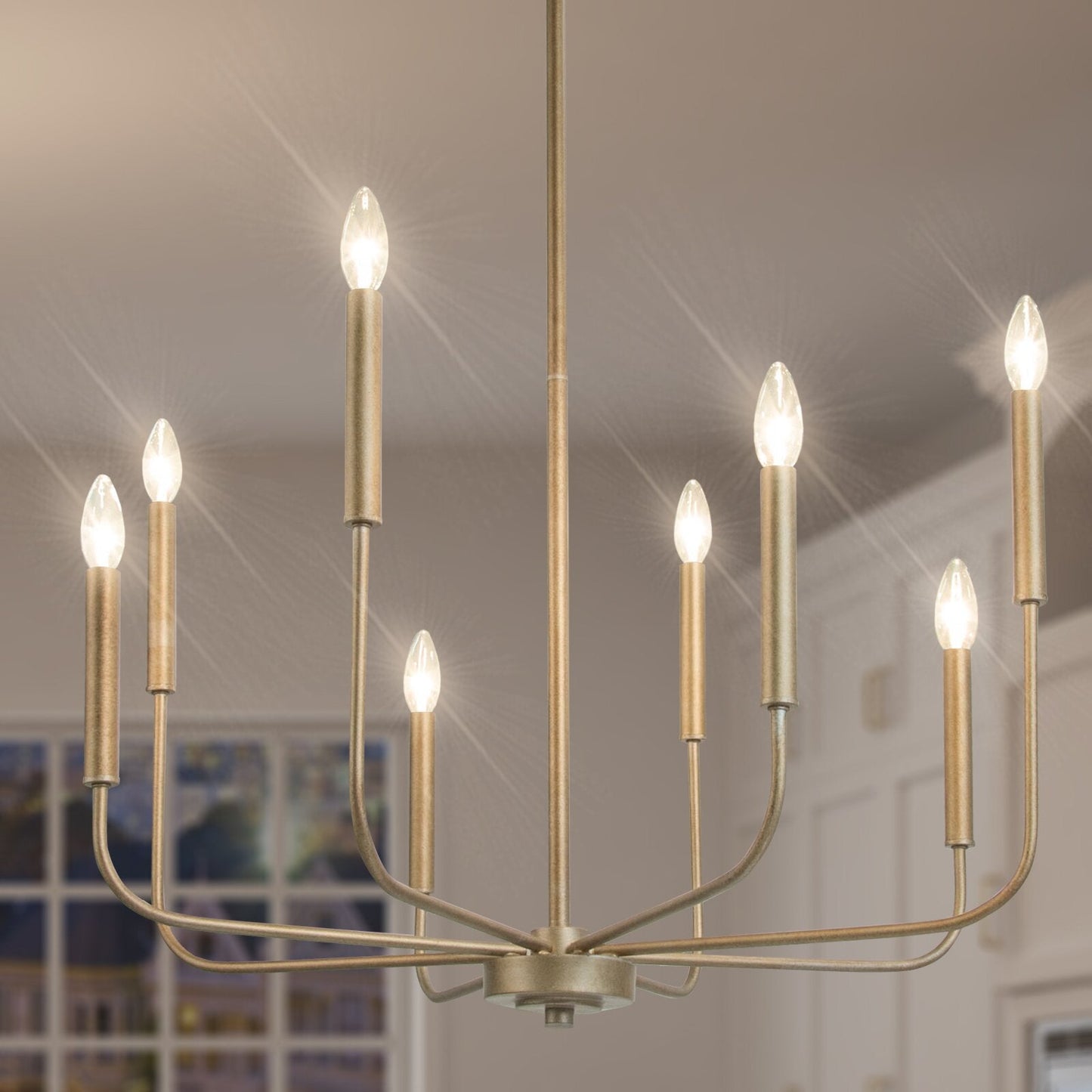 Arlin Candle Chandelier | Luxury Staggered 6/8-Light Brass Ring Pendant