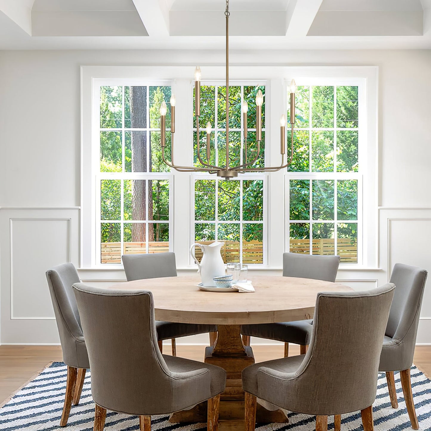 Arlin Candle Chandelier | Luxury Staggered 6/8-Light Brass Ring Pendant