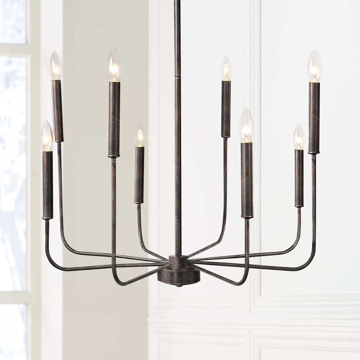 Arlin Candle Chandelier | Luxury Staggered 6/8-Light Brass Ring Pendant