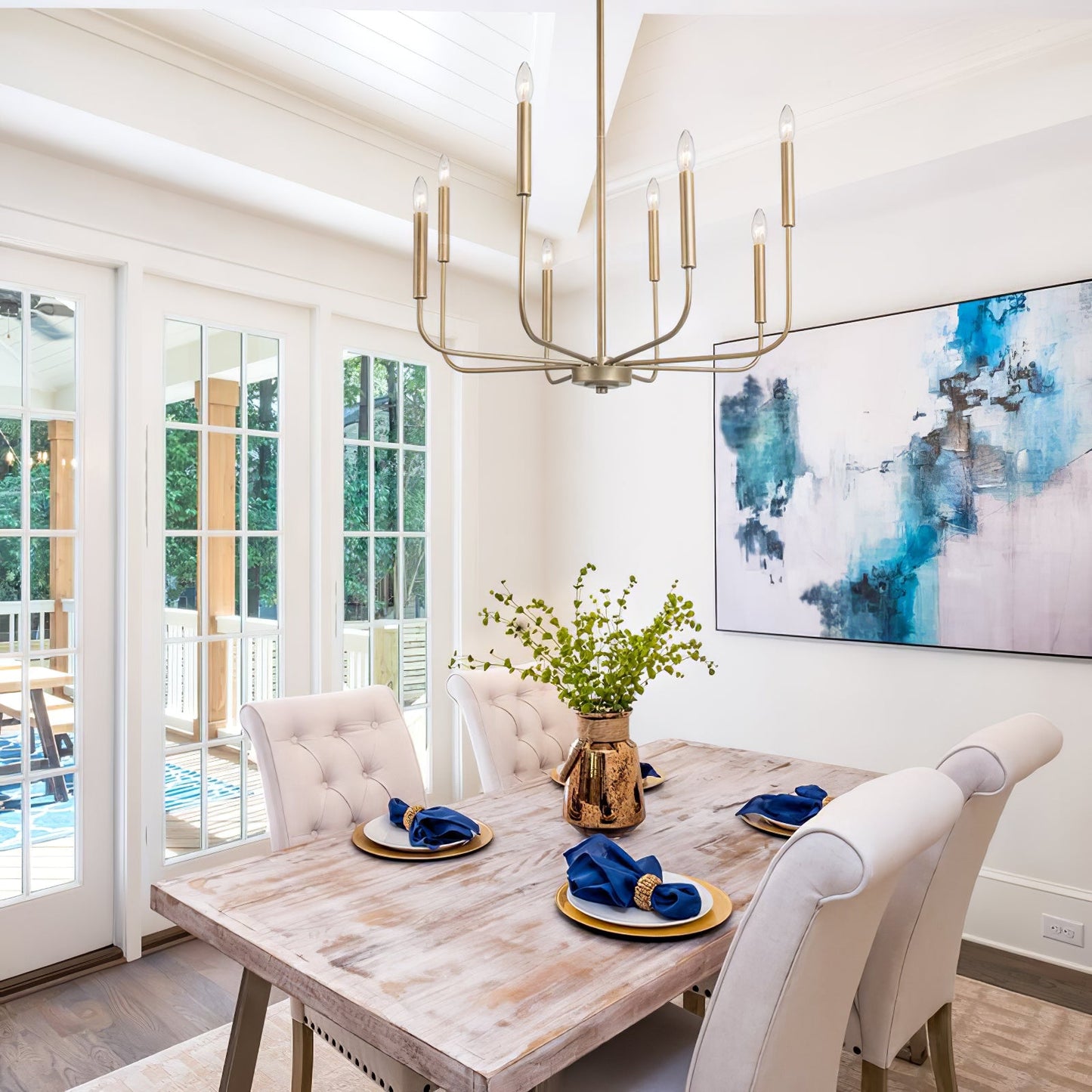 Arlin Candle Chandelier | Luxury Staggered 6/8-Light Brass Ring Pendant