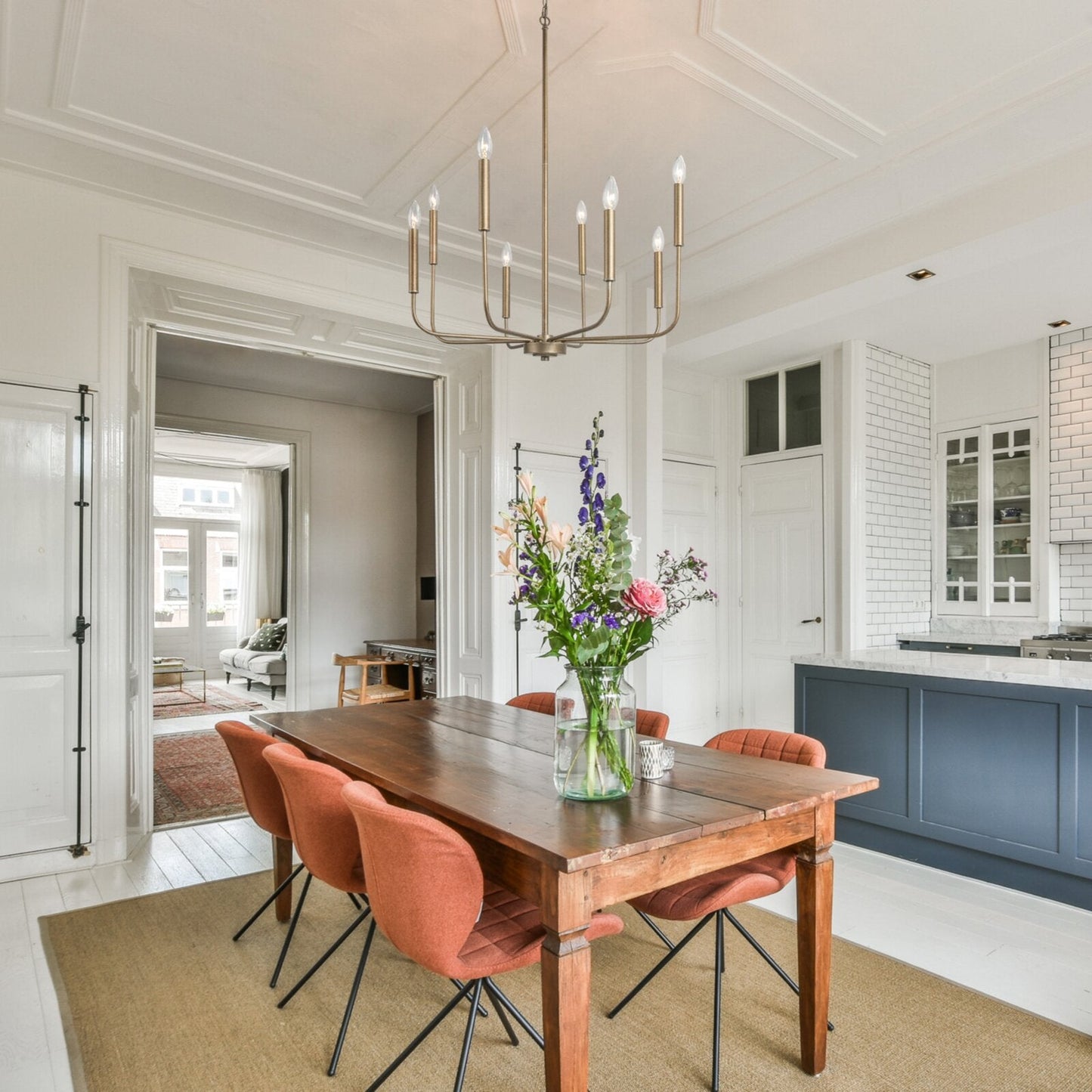 Arlin Candle Chandelier | Luxury Staggered 6/8-Light Brass Ring Pendant