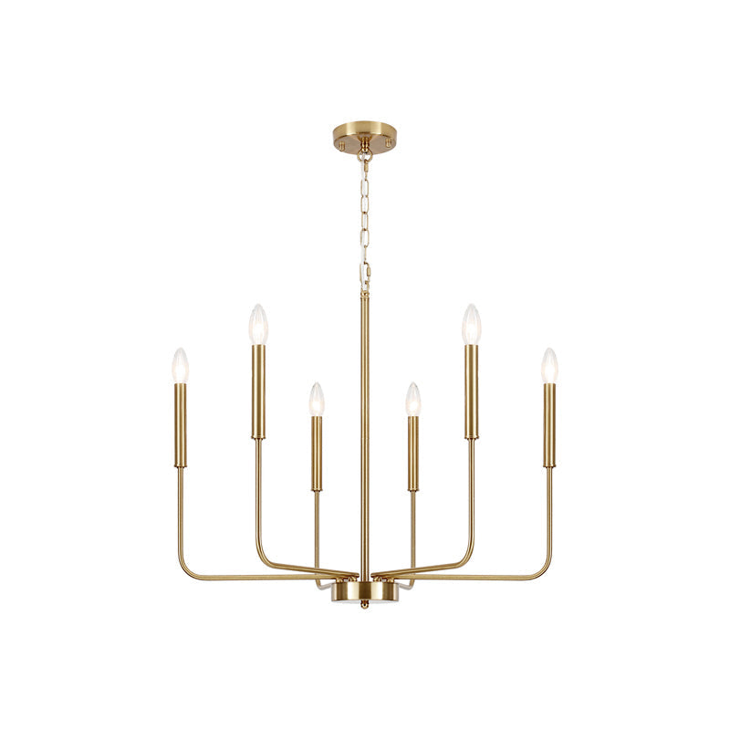 Arlin Candle Chandelier | Luxury Staggered 6/8-Light Brass Ring Pendant