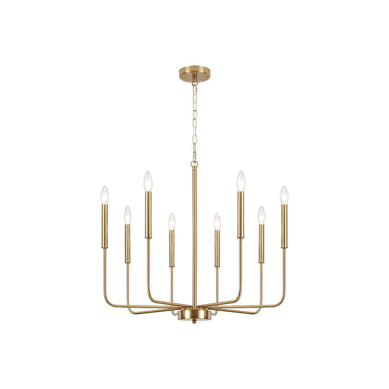 Arlin Candle Chandelier | Luxury Staggered 6/8-Light Brass Ring Pendant