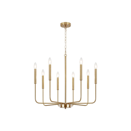 Arlin Candle Chandelier | Luxury Staggered 6/8-Light Brass Ring Pendant