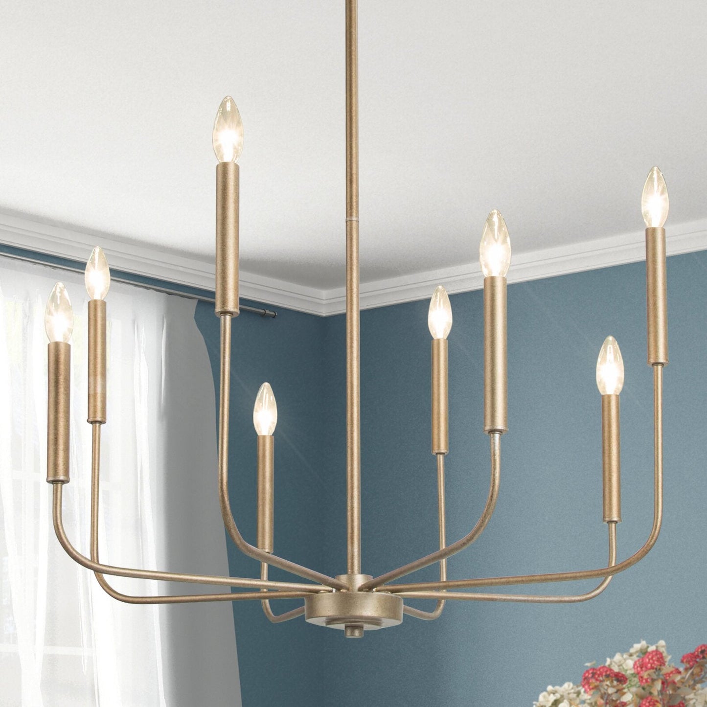 Arlin Candle Chandelier | Luxury Staggered 6/8-Light Brass Ring Pendant
