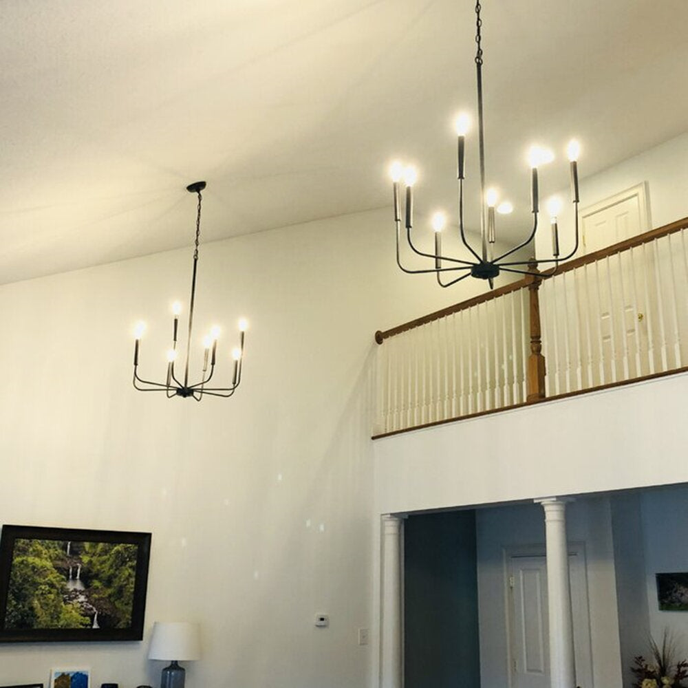 Arlin Candle Chandelier | Luxury Staggered 6/8-Light Brass Ring Pendant