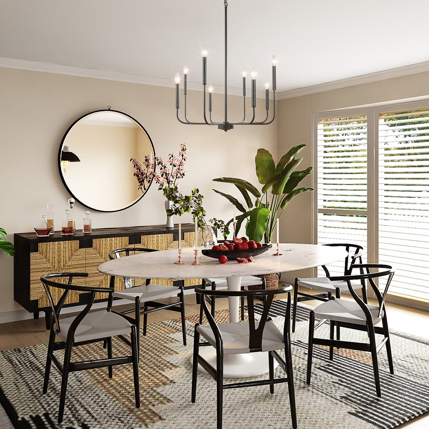 Arlin Candle Chandelier | Luxury Staggered 6/8-Light Brass Ring Pendant
