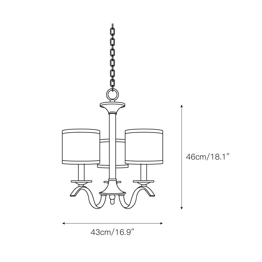 Armindo Chandelier | Luxury Brass & Fabric Drum Shade Pendant Light