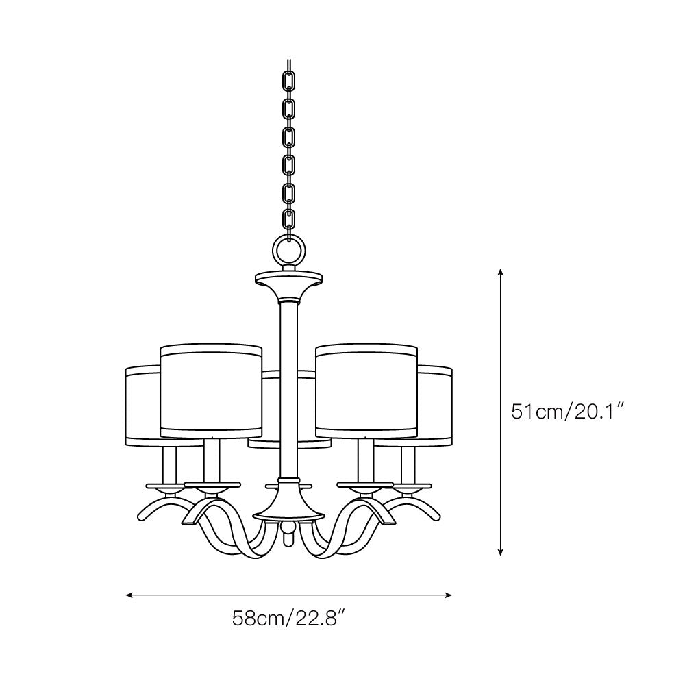 Armindo Chandelier | Luxury Brass & Fabric Drum Shade Pendant Light