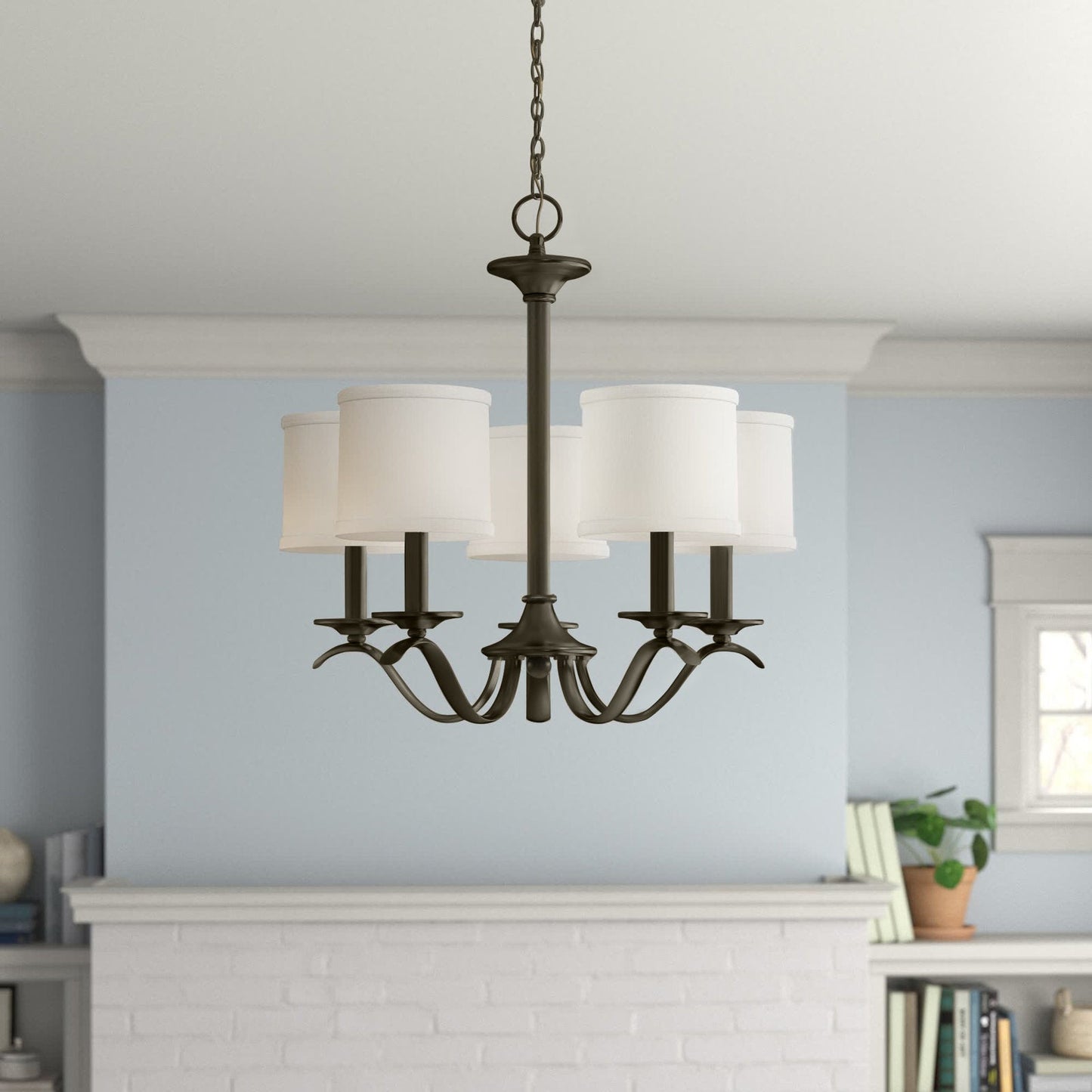 Armindo Chandelier | Luxury Brass & Fabric Drum Shade Pendant Light