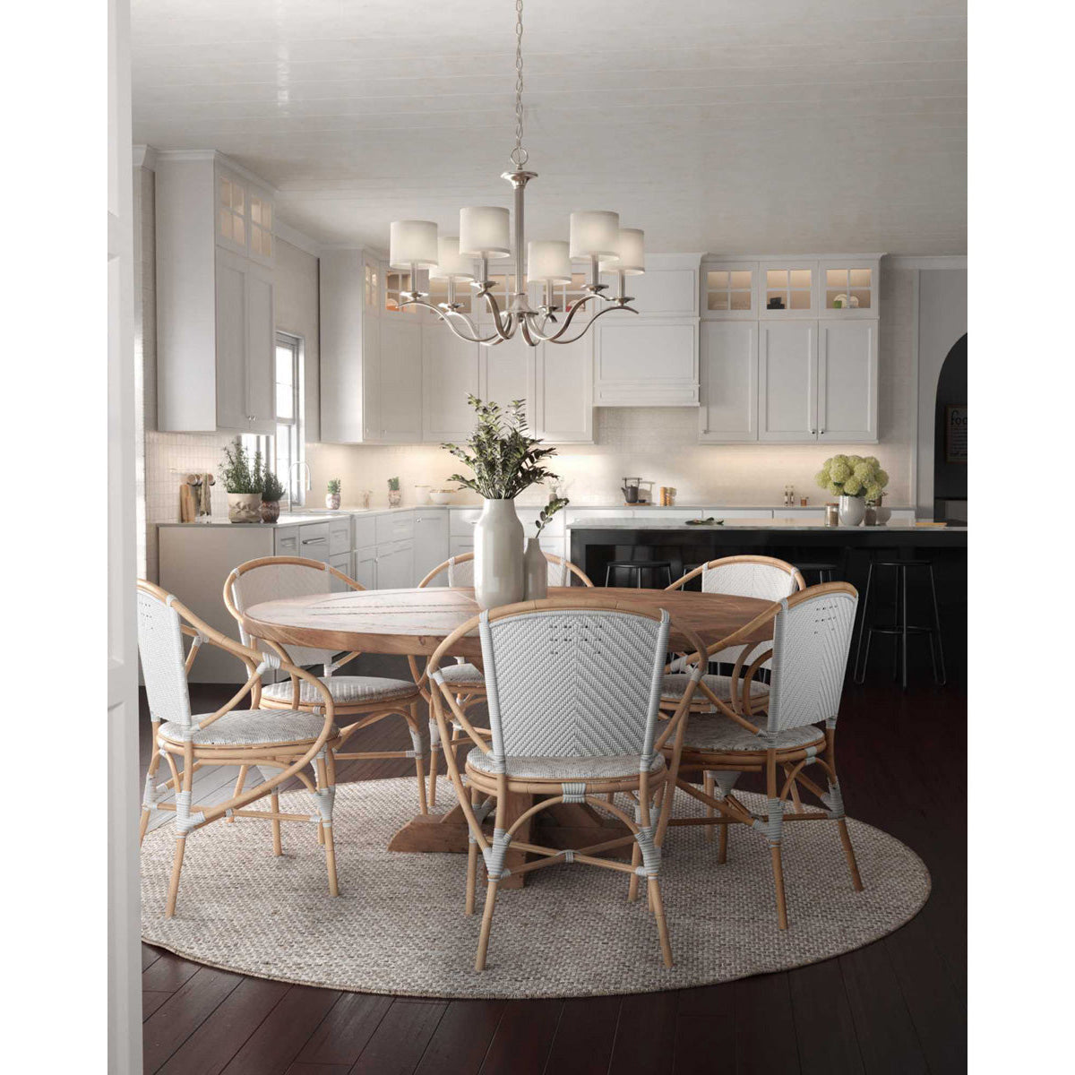 Armindo Chandelier | Luxury Brass & Fabric Drum Shade Pendant Light