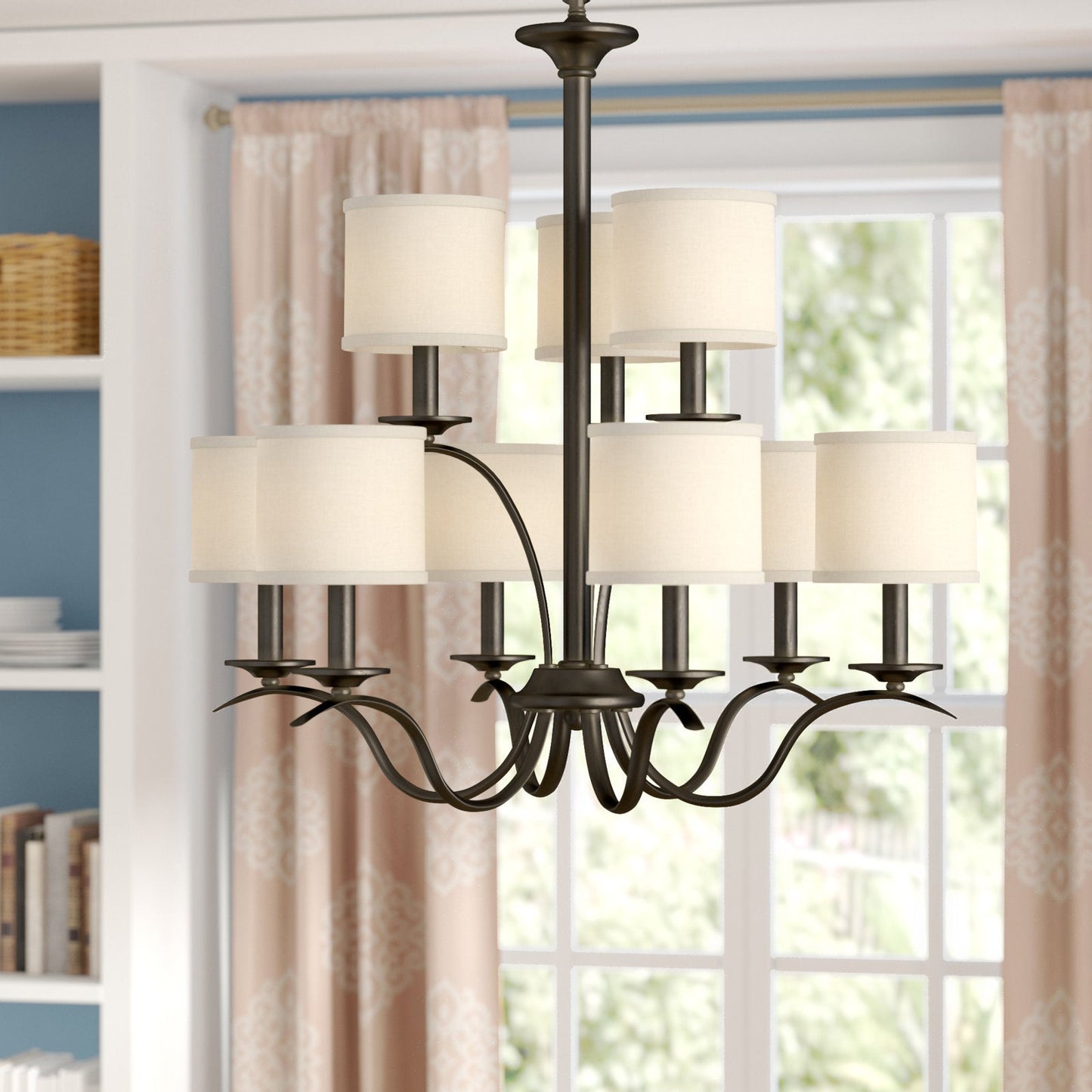 Armindo Chandelier | Luxury Brass & Fabric Drum Shade Pendant Light