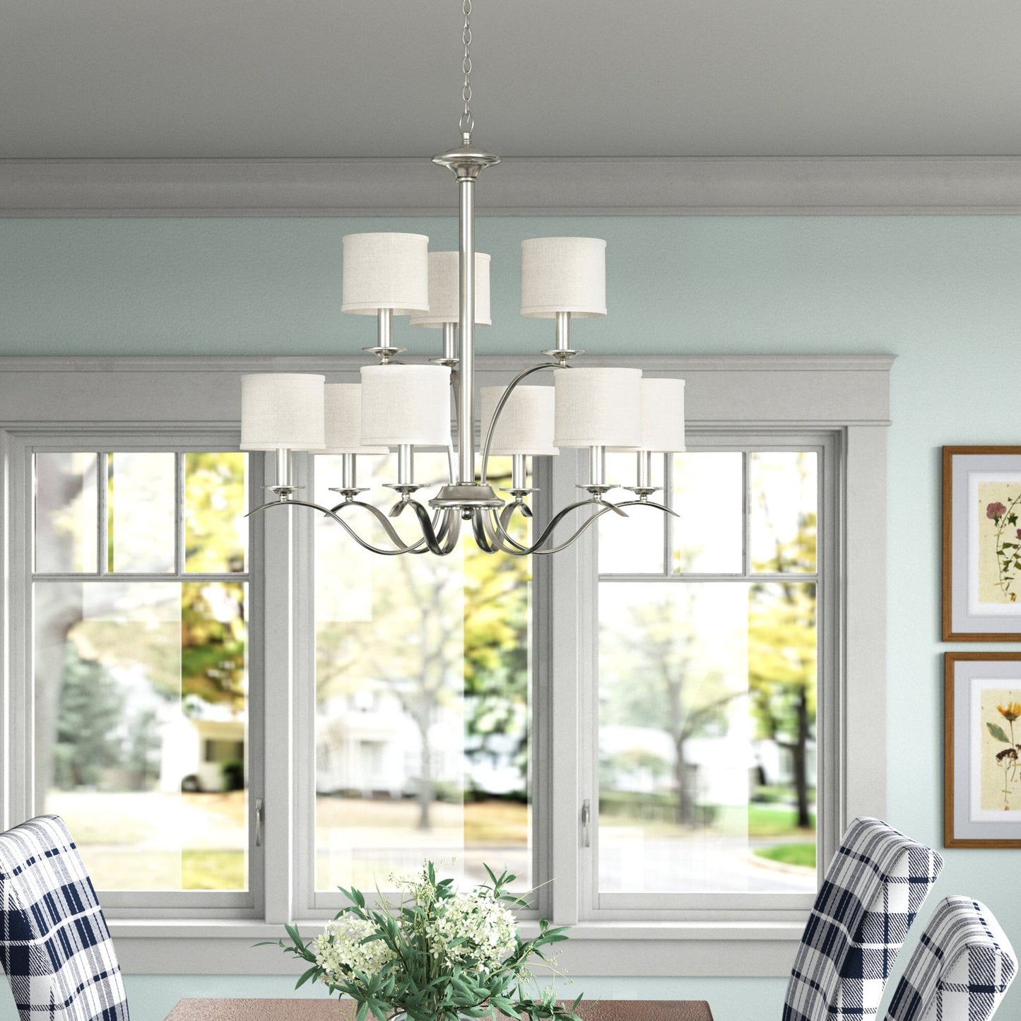 Armindo Chandelier | Luxury Brass & Fabric Drum Shade Pendant Light