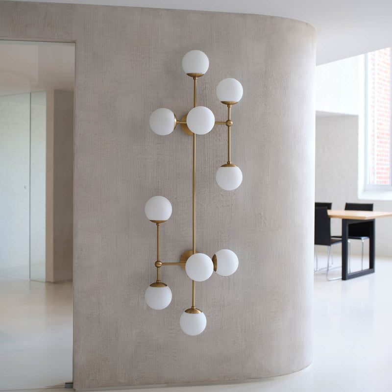 Armstrong Wall Lamp | Luxury 62-Inch Vertical Brass & Glass Orb Sconce