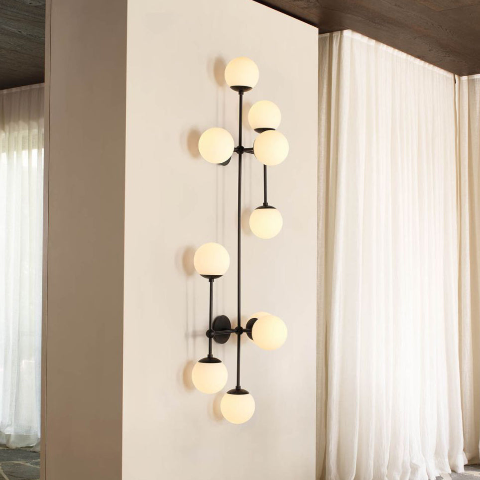 Armstrong Wall Lamp | Luxury 62-Inch Vertical Brass & Glass Orb Sconce