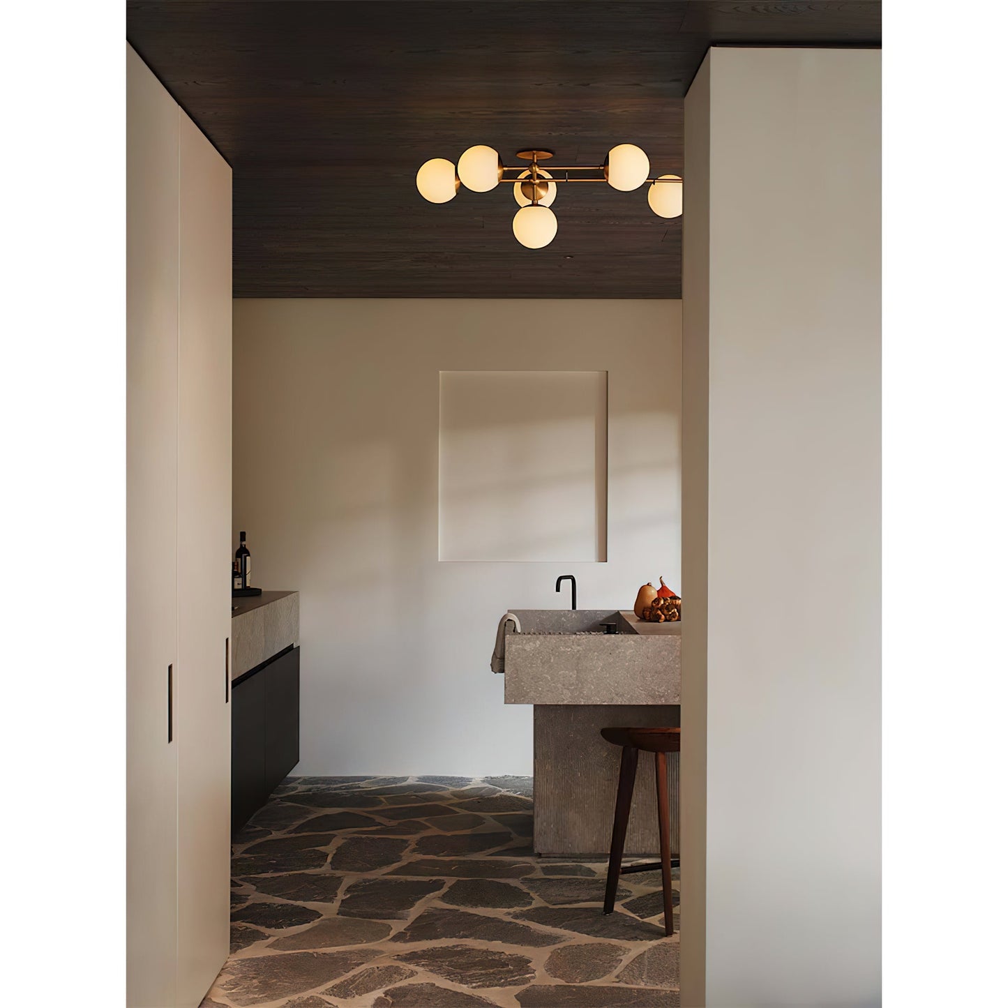 Armstrong Wall Lamp | Luxury 62-Inch Vertical Brass & Glass Orb Sconce
