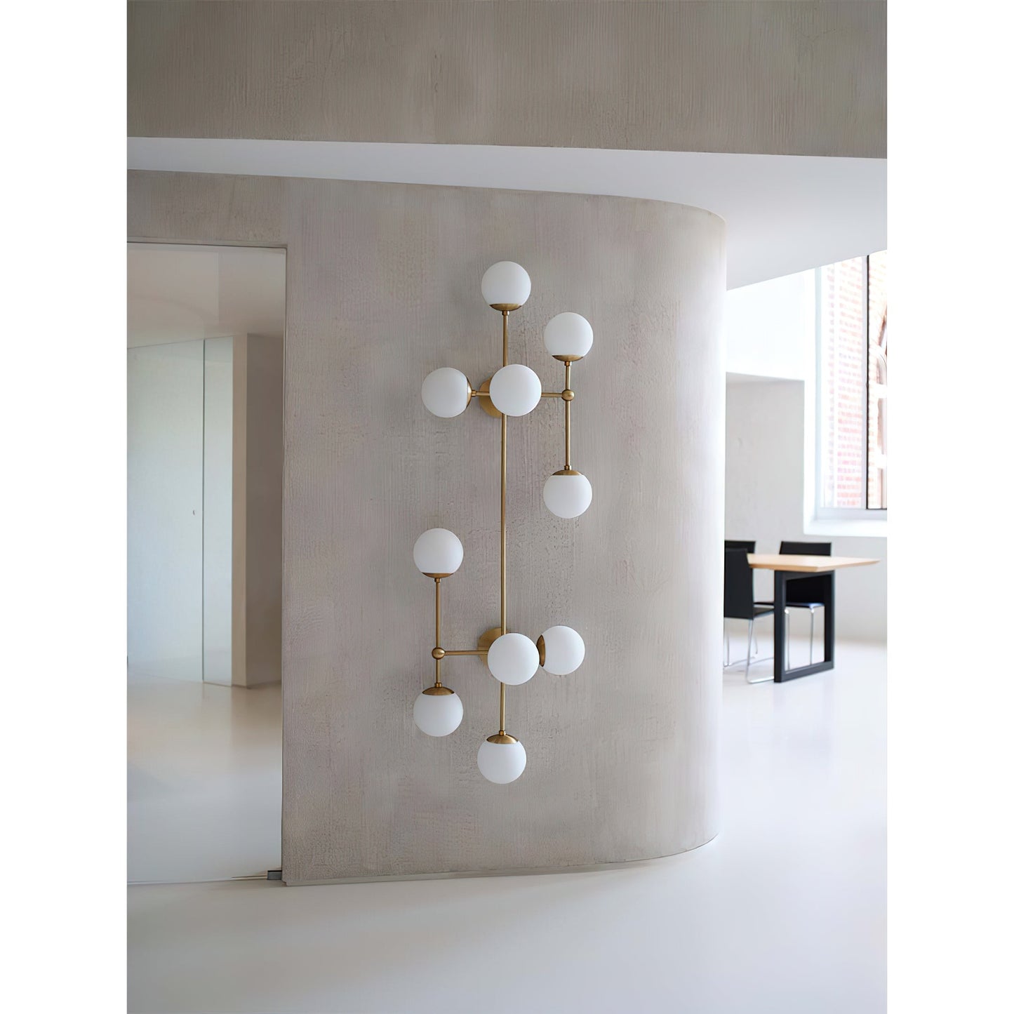 Armstrong Wall Lamp | Luxury 62-Inch Vertical Brass & Glass Orb Sconce