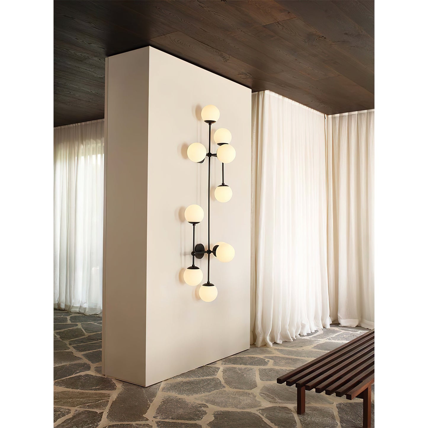 Armstrong Wall Lamp | Luxury 62-Inch Vertical Brass & Glass Orb Sconce